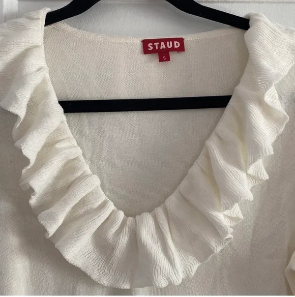 STAUD Elrow White Knit Dress - Image 4