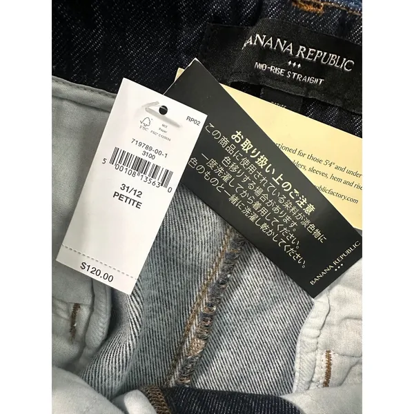 Banana Republic Mid-Rise Straight Pleated Denim Cropped Trousers‎ Indigo 31/12 - Image 7