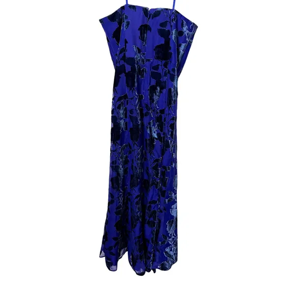 Hutch Strapless Midi Dress Blue Floral Velvet Burnout Slit Sweetheart NEW - Image 6