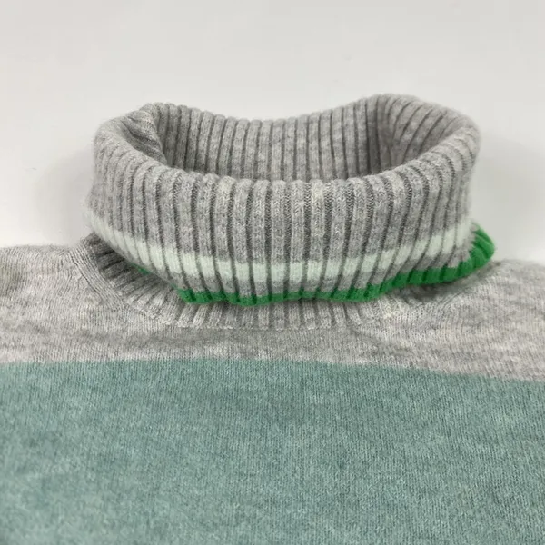 J Crew Sweater Womens XS Gray Green‎ Stripe Turtleneck Merino Alpaca Knit - Image 2