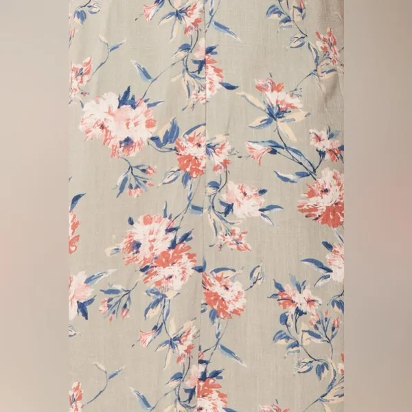 NWT Storia Linen Blend Floral Midi Dress Sage Green Pink V-Neck Size Medium - Image 8