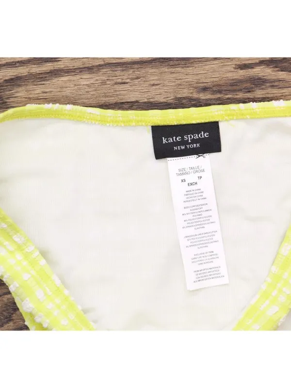 NWT Kate Spade Plaid High Cut Bikini Bottom S9D533 Nappa Cabbage Green Muti XS - Image 5