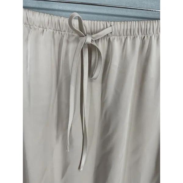 Song of Style Womens Midi Skirt Beige Satin Elastic Drawstring Waist XL - Image 6