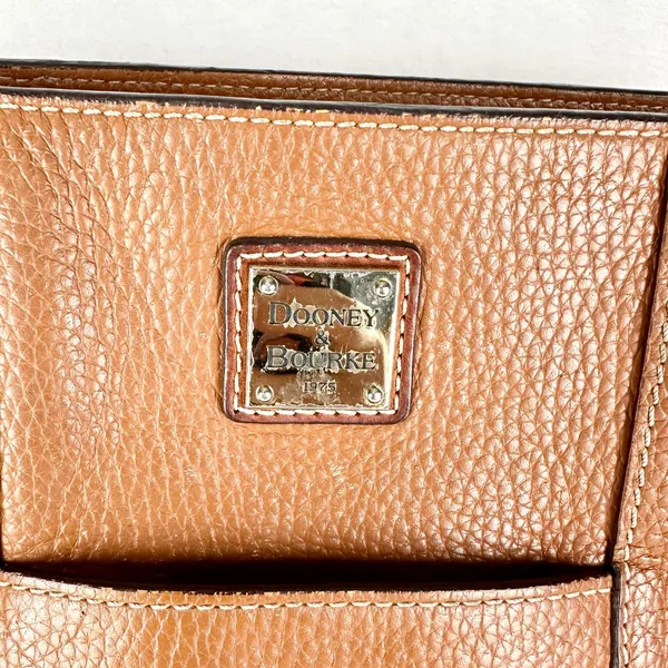 Dooney & Bourke Pebble Grain Lexington Tote Handbag Leather Caramel Brown - Image 9