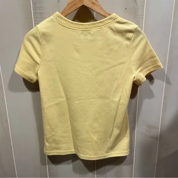 Breckenridge Cute crochet collar buttercup yellow cotton blend top classic basics pastel - Image 9