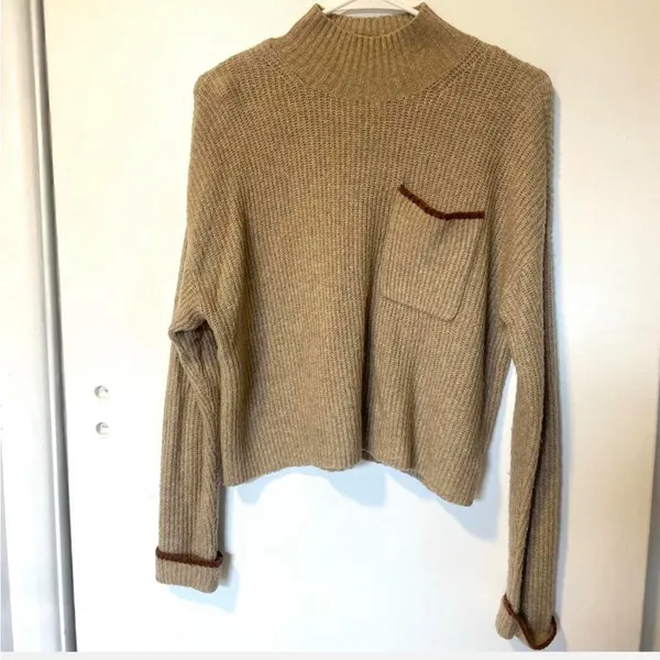 American eagle light brown mock neck sweater - Image 2