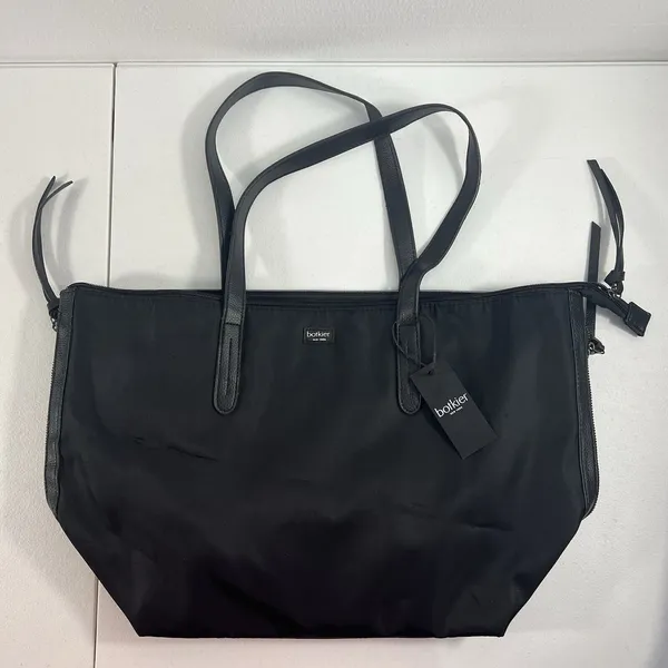 Botkier New York Black Nylon Tote Vegan Leather Trim‎ Zipper Shoulder Bag NEW - Image 3
