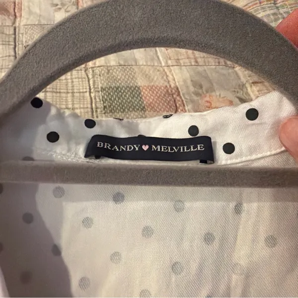 Brandy Melville White Top with Black Dots - Image 2
