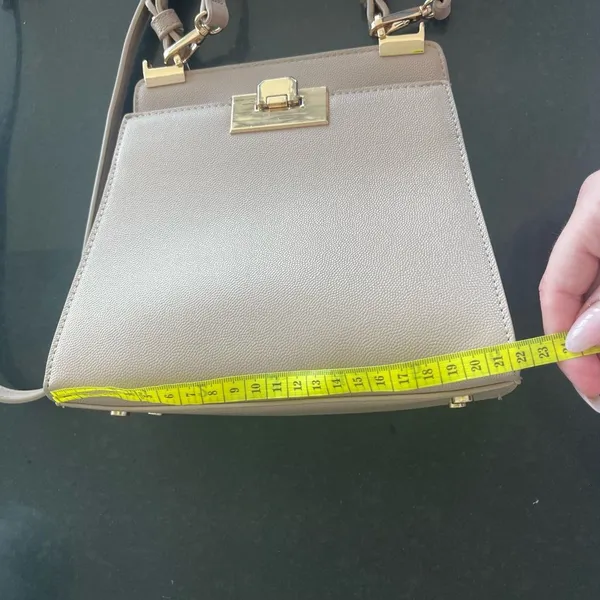 Beige Grain Pu Leather Crossbody Purse - Image 12