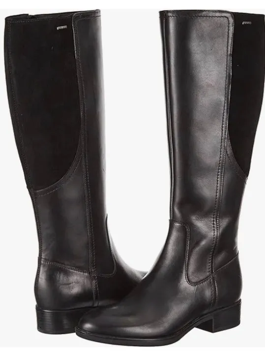 Geox Black Over-the-Knee Leather Riding Boots Size 7 - Image 2