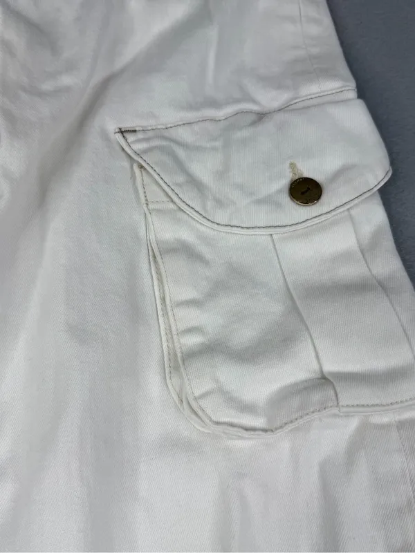 DL1961 Hepburn Cargo Jeans 24 Eggshell White High Rise Wide Leg 33" - Image 3