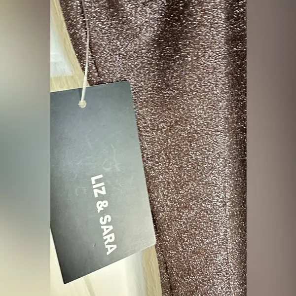 Liz & Sara Elegant Brown Shimmer Maxi Dress, Large - Image 3