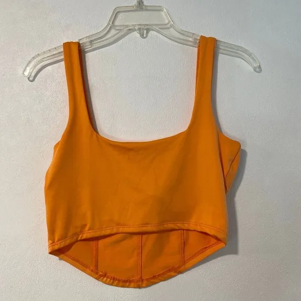Live In the Moment Orange Crop Tank Top Size M Corset Seam Y2K - Image 3