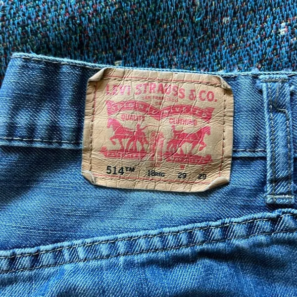 Levi's 514 Blue Straight Leg Jeans Classic SZ 29/29 Bootcut Distressed High Rise - Image 14
