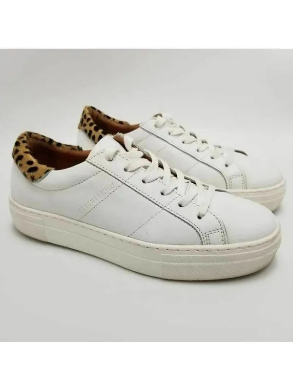 Skechers Womens White Leather Platform Lace Up Sneakers With Animal Print Sz 7.5 - Image 10