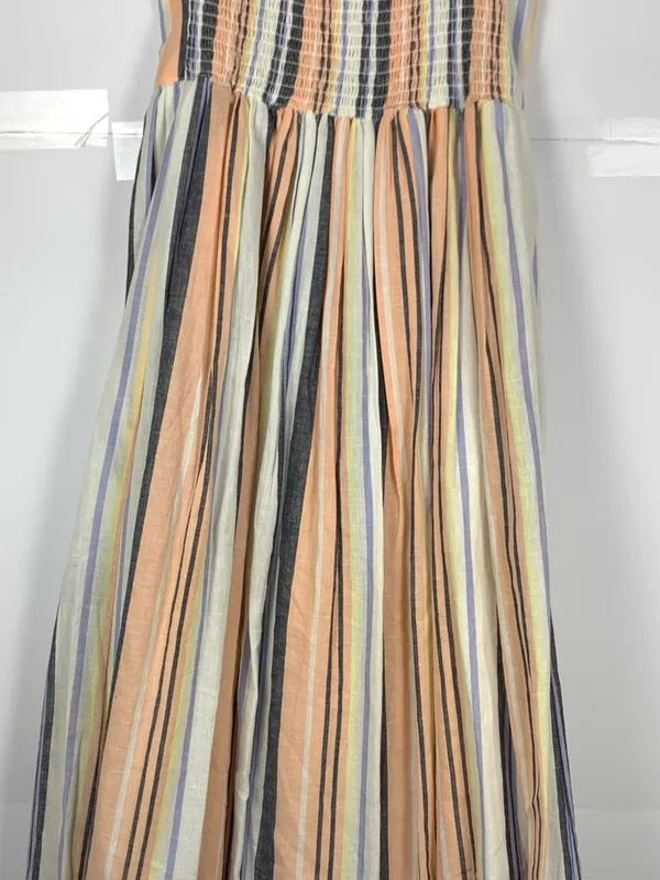 Free People Lilah Midi Dress S Striped Cotton Autumn Wedding Guest Boho - Image 4