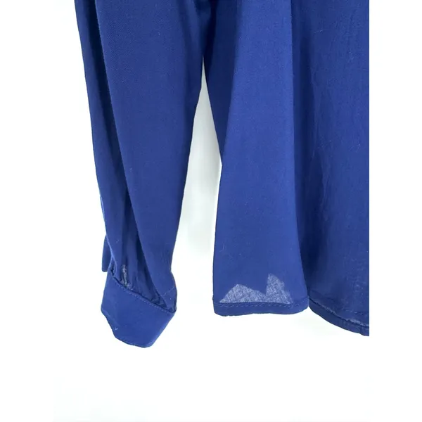 Velvet by Graham & Spencer Royal Blue V-Neck Button Front Viscose Blouse Medium‎ - Image 6