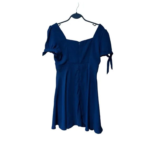 Lulus Blue Button Front Bow Sleeve Mini Dress Small - Image 3