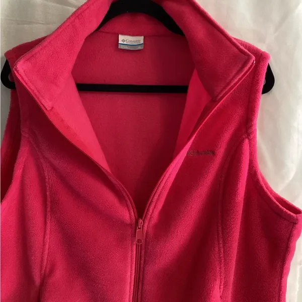 Columbia Pink Sleeveless Fleece Zipper Vest - Image 4