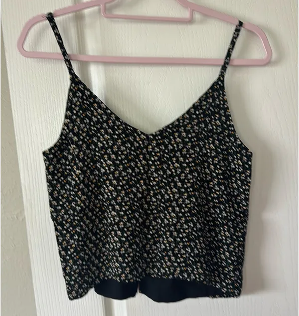 Madewell Button Black Floral Cami Tank Top - Image 3