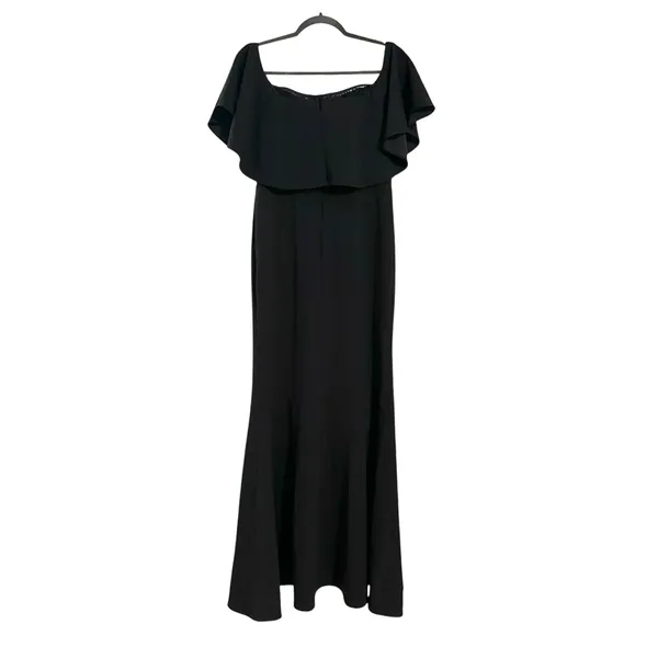BHLDN Dara Black Off Shoulder Ruffle Sleeve Gown Maxi Dress US 10 - Image 4