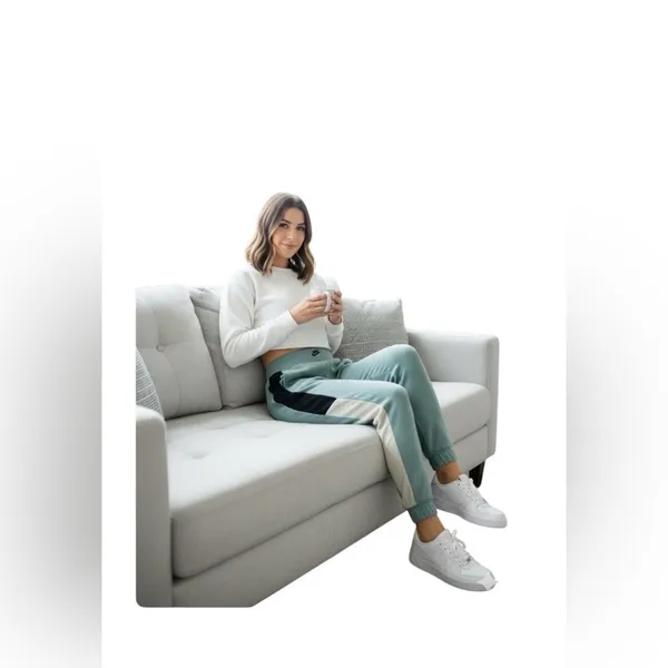 Nike Air Women's Cyan Heather Colorblock Jogger Pants Sweats Size XS - Image 11