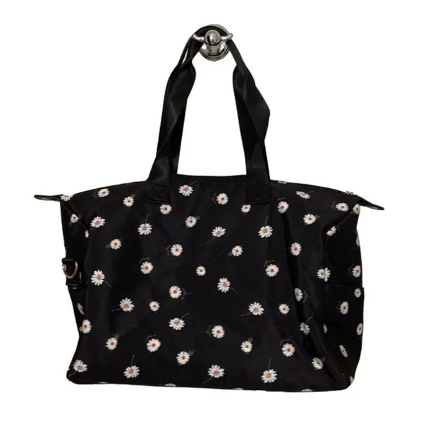 Alice + Olivia Black Fabfitfun Daisy Print Duffle Bag Weekender Travel Overnight - Image 3