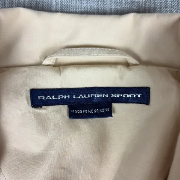 Vintage Ralph Lauren Sport Coat Womens Large Beige Cotton Overcoat Collared 90s - Image 3