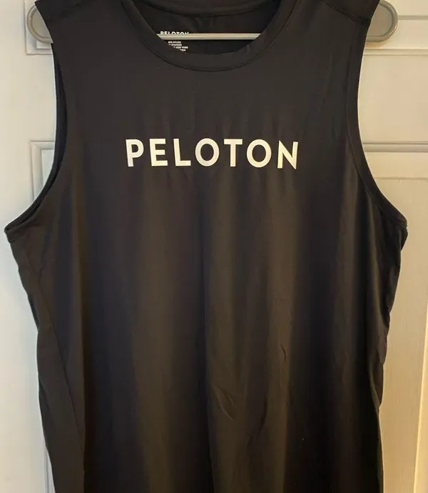Womens Black Sleeveless Peloton Workout Tank, Cycling, Exposed Stitching - Image 2