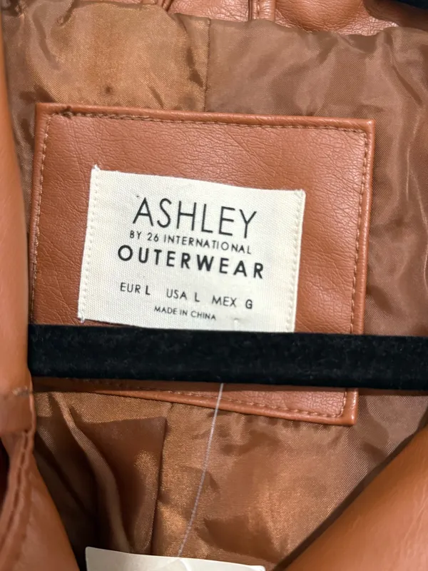 Ashley By 26 International Cropped Tan Faux Leather Moto Jacket - Image 3