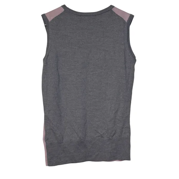 Brooks Brothers Women Tank Sweater Merino Wool Knit Colorblock Pink Gray Medium - Image 9