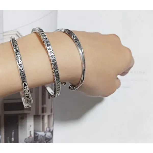 Engraved Boho Cuff Bracelet | 925 Sterling‎ Silver - Image 10