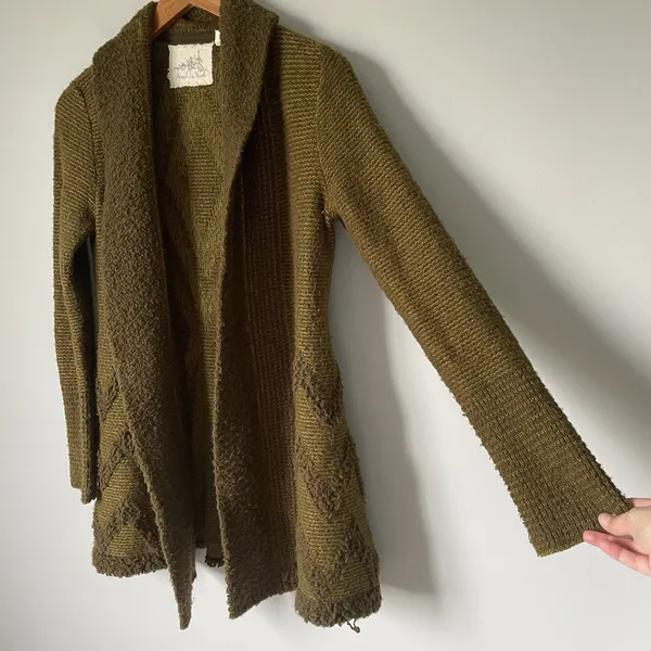 Anthropologie Angel of the North Equinox Wool Blend Cardigan Sweater Green Med. - Image 3