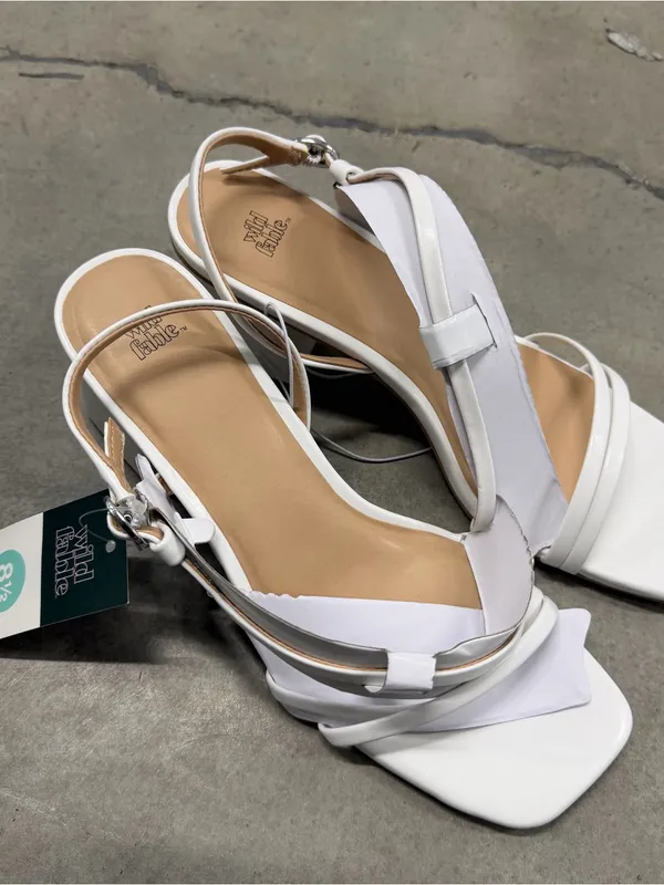 wild‎ fable White Strappy Square Toe Slingback Sandals - Image 4