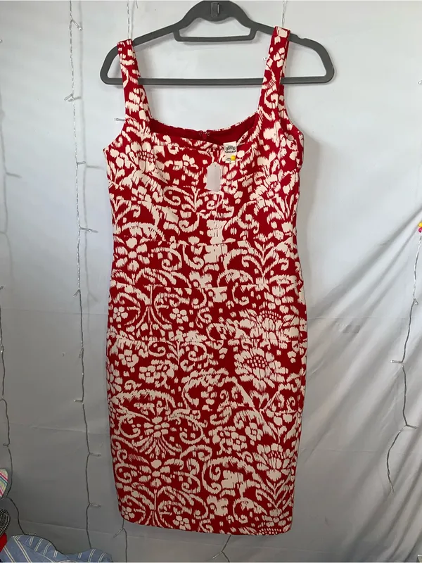 Red and White Floral Sheath Dress - Womens - Image 2
