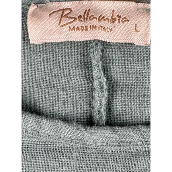 Bellambra Made in Italy Linen Sequin Trim Top Sage Green Relaxed L Large - Image 3