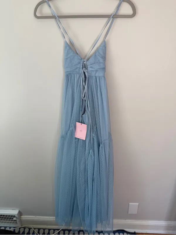 Hello Molly Feature Me Tulle Midi Dress Baby Blue NEW Medium - Image 5