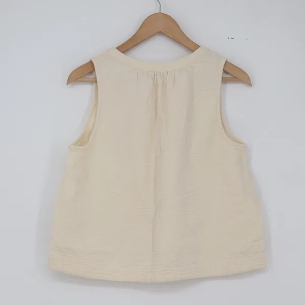 Banana Republic Tank Top Womens Medium Cream Gauze Button Front Excellent - Image 5
