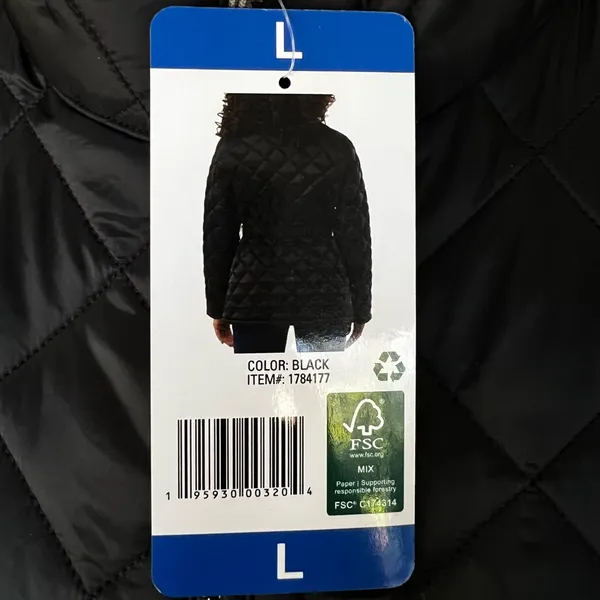 NEW 32 Degrees Women’s Diamond Quilt Belted Puffer Mock Neck Black Jacket Size L - Image 16