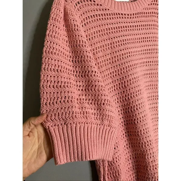 Sonoma Goods For Life Pjnk Crochet Elbow Length Sleeve Scoop Sweater1X NWOT - Image 5