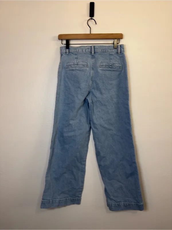 Loft Palmer Denim Wide Leg Crop Pants in Refined Blue Wash - Image 4