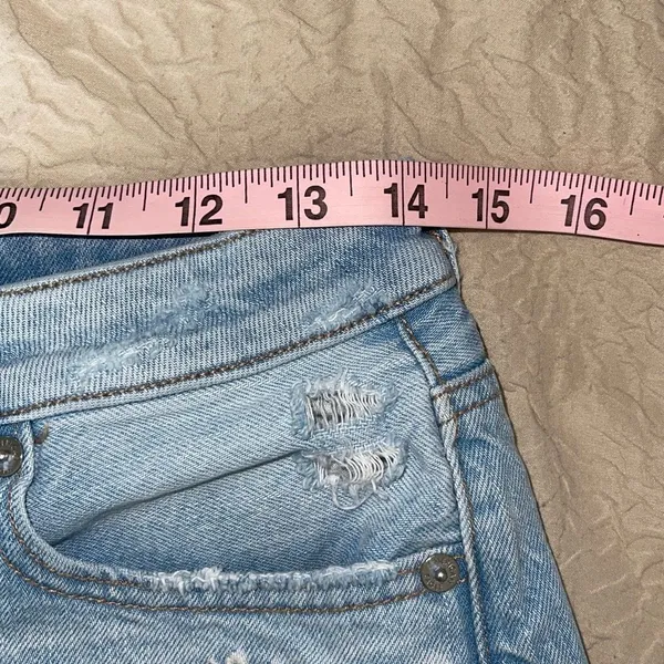 American‎ Eagle Womens Embroidered Frayed Hem Cutoff Mom Jean Shorts Blue Size 8 - Image 5