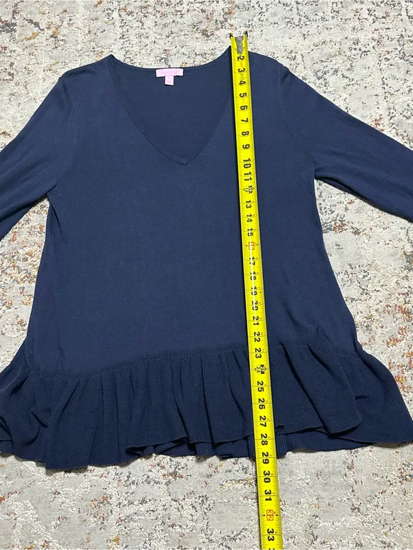 LILLY PULITZER Adela Ruffle Sleeve & hem shirt size Large - Image 6