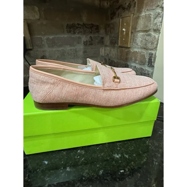 Sam Edelman Women Loraine Loafers Shoes Pink Metallic‎ Linen Size 8.5 Equestrian - Image 5