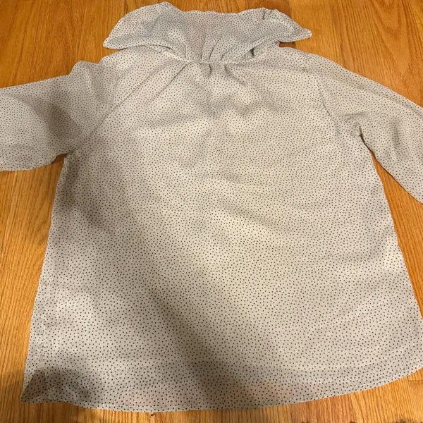 💜LOFT Cream Blouse with Black Polka Dots - Image 2
