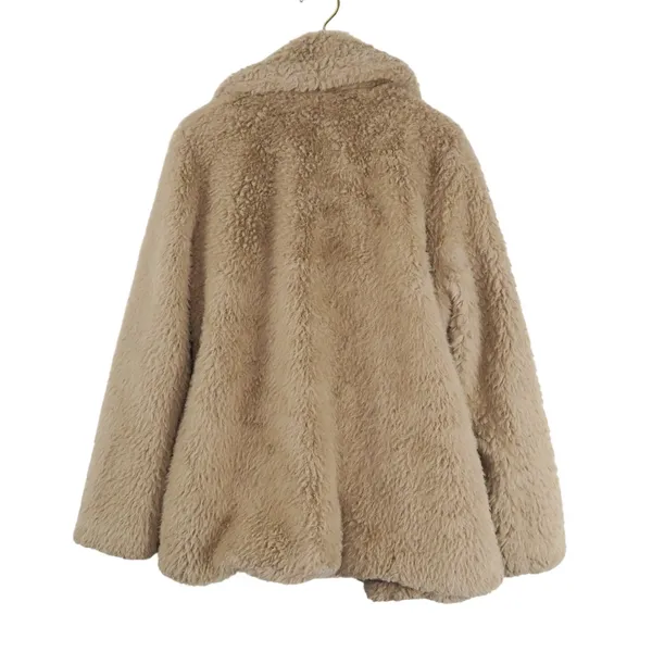 Avec Les Filles Tan Dove Brown Faux Fur Coat Size Small Notch Collar - Image 5