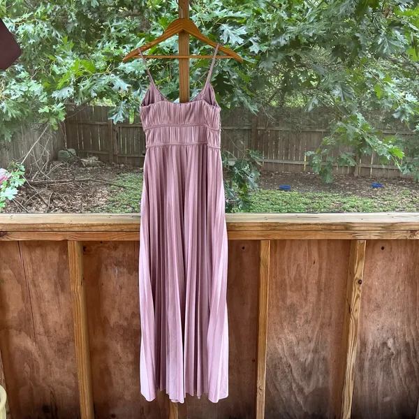 ASOS Design Women's Satin Pleated Maxi Dress Dark Rose Pink Size 8 - Image 2