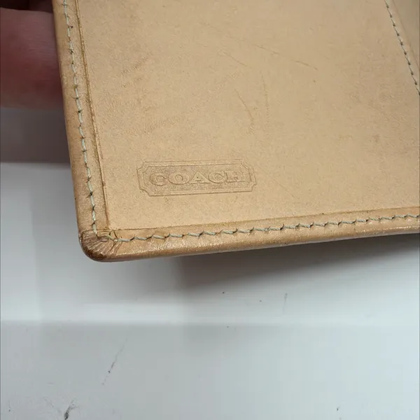 Coach Signature C Flap Brown Tan Coated Canvas Leather Wallet - Image 5