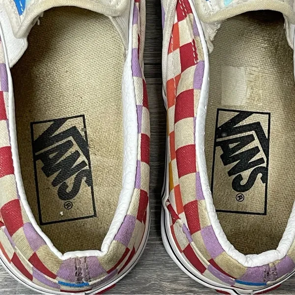 Vans Rainbow Checkerboard Classic Slip-On Sneakers 500714 Canvas Multi 6W - Image 5