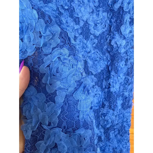 NWT Lulus Flawless Perfection Blue Floral Applique Strapless Midi Dress Gala L - Image 4